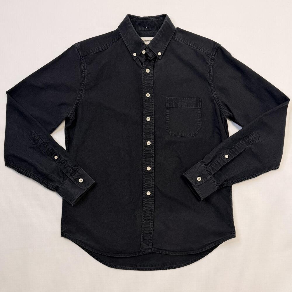 Taylor Stitch Shirt Mens 38 Black Organic Cotton Button Down Long Sleeve